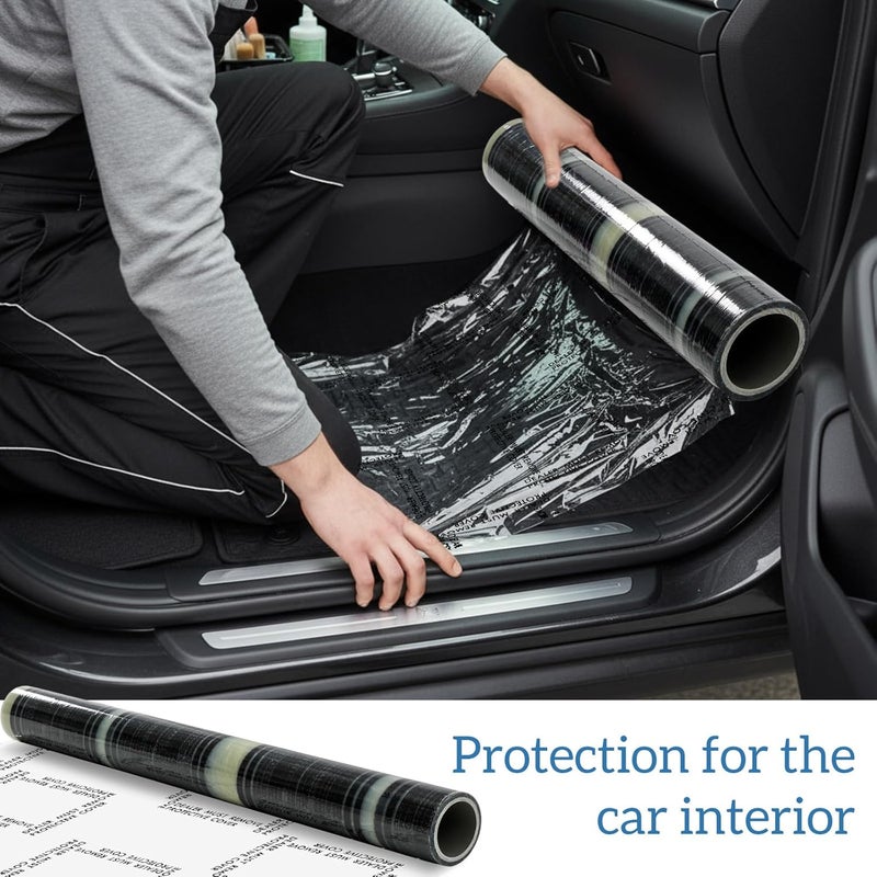 Drydiet Carpet Protection Film 24" x 300' Roll Self Adhesive Clear Plastic Carpet Protector Sticky Car Floor Mats Protector Cover Sheets for Stairs Rug Floor Runner Surface Protection - Image 4